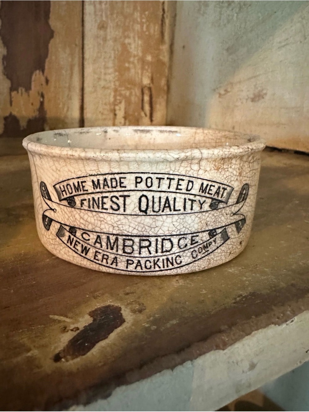 Cambridge Vintage Ceramic Potted Meat Pot - Cream with Black Print